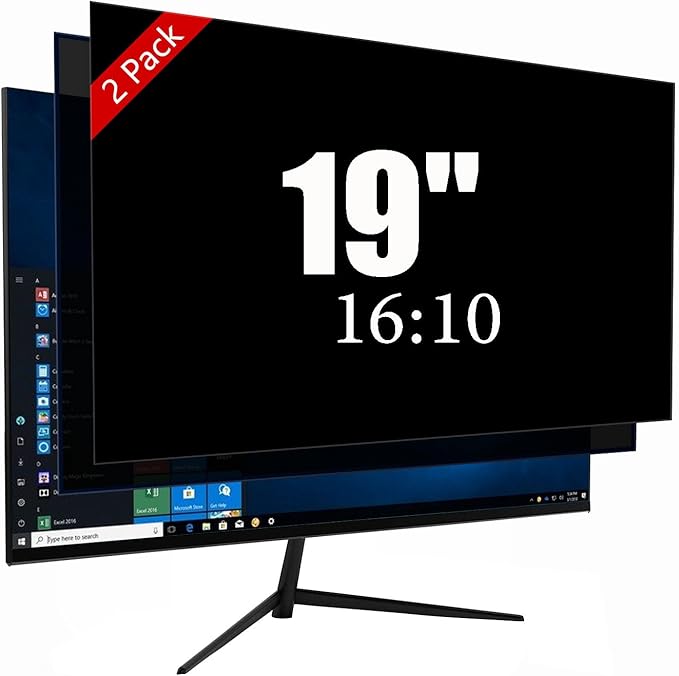 19 Inch Privacy Screen for Monitor with 16:10 Widescreen Monitor Blue Light Screen Protector - Anti-Glare - Anti-Scratch Protector Film for Data Confidentiality Privacy Shield [2 Pack]