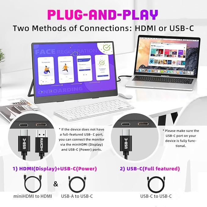 4K Portable Monitor 13.3 inch 3840x2160 UHD IPS USB-C HDMI 100% sRGB Gaming Travel Display with Speakers for Computer Laptop Switch PC