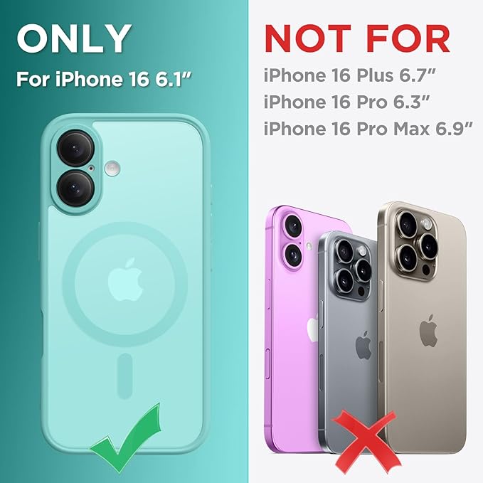 CAPRARO Magnetic Compatible with iPhone 16 Case, Upgraded [Full Camera Protection] [Compatible with MagSafe] Protective Translucent Matte Women Girl Phone Case Cover, Smoky Blue