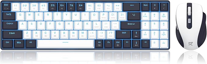 Redragon BS8773 Wireless Keyboard and Mouse Combo, 78 Keys 2.4Ghz Wireless Low-Profile Mechanical Red Switch Keyboard w/Slim Compact Design & Single Blue Backlit, Comfort Grip 2400 DPI Max Mouse
