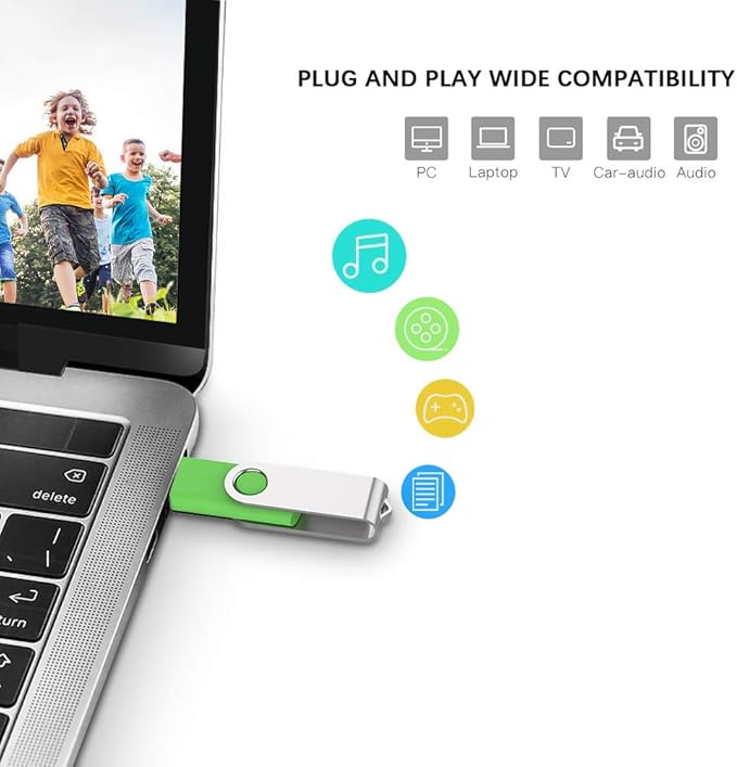 KEXIN Flash Drive 64GB USB Flash Drive 5 Pack Thumb Drive 64 GB Jump Drive USB Stick 64G Swivel Bulk Zip Drive USB 2.0, Multi-Color (Black, Blue, Green, White, Red)