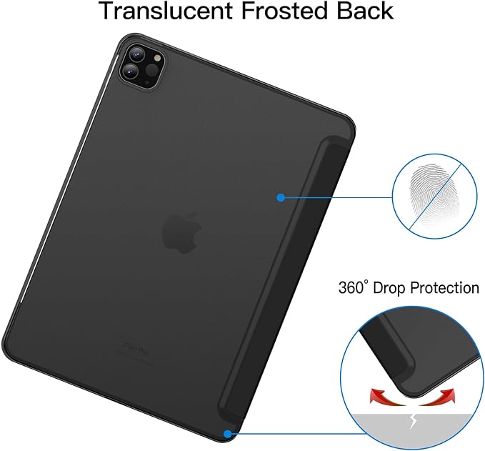 JETech Case for iPad Pro 11 Inch, 2022/2021/2020 Model, Slim Stand Hard Back Shell Smart Cover with Auto Wake/Sleep (Black)