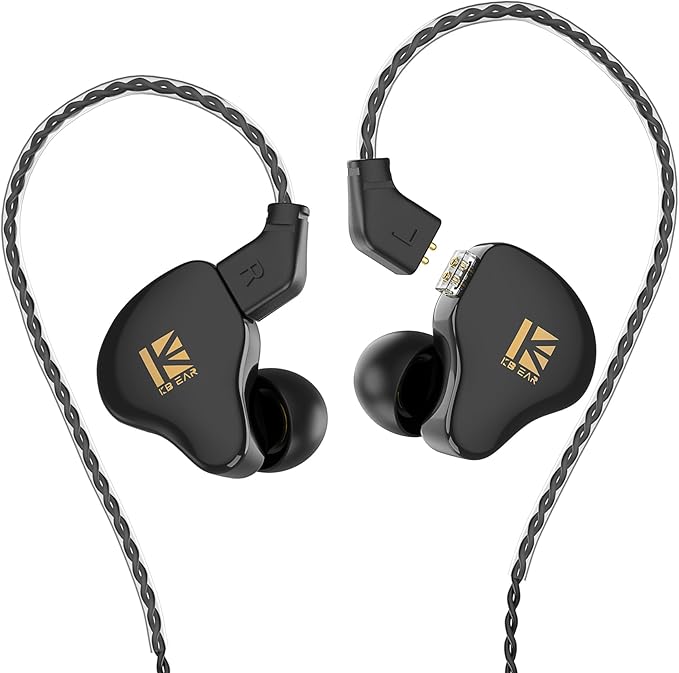 YINYOO KBEAR KS1 in Ear Monitor Bass Earbuds Wired Earbuds,Clear Sound Stereo Headphones, Vocals Forwards High Resolution Noise Canceling Earphones, Dual Magnectic Circuit Dynamic Detachable Cable