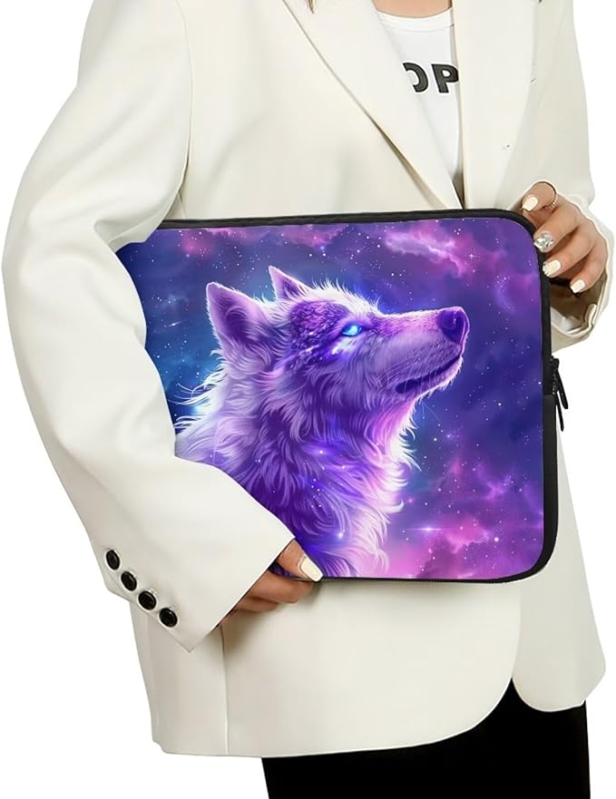Galaxy Wolf Laptop Protective Sleeve for Women Men Computer Sleeve 12 inch Laptop Case Bag Portable Computer Carrying Case Suitable GITS for Teens Boys Tablet Bags Purple