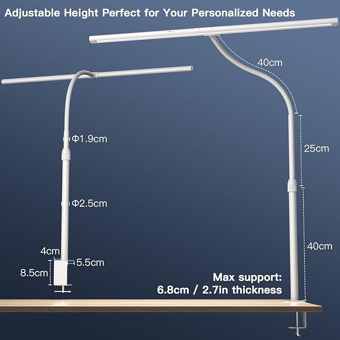 EYOCEAN Desk Lamp, 31.5" Desk Light for Home Office, Brightest 24W, Gesture Sensor & Remote Control, Dimmable & Color Temperature, Monitor Light Bar with Telescopic Rod, Height Adjustable
