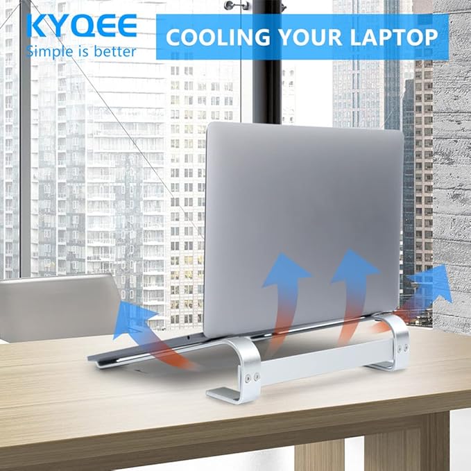 Ventilated Laptop Stand for Desk, Ergonomic Aluminum Laptop Riser, Computer Stand for Laptop, Compatible with MacBook Air Pro, Dell, HP, More 11-17.3 Inches Notebook, Work from Home (Silver)