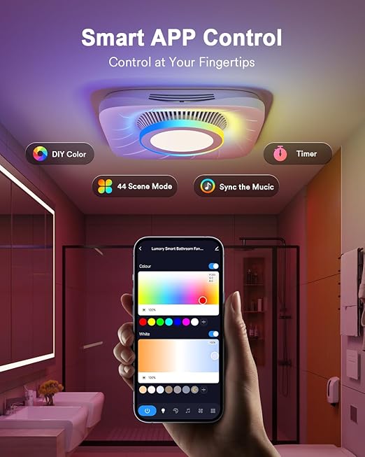 Lumary Smart Thermometer Hygrometer+Lumary Smart WiFi Bathroom Exhaust Fan with Light