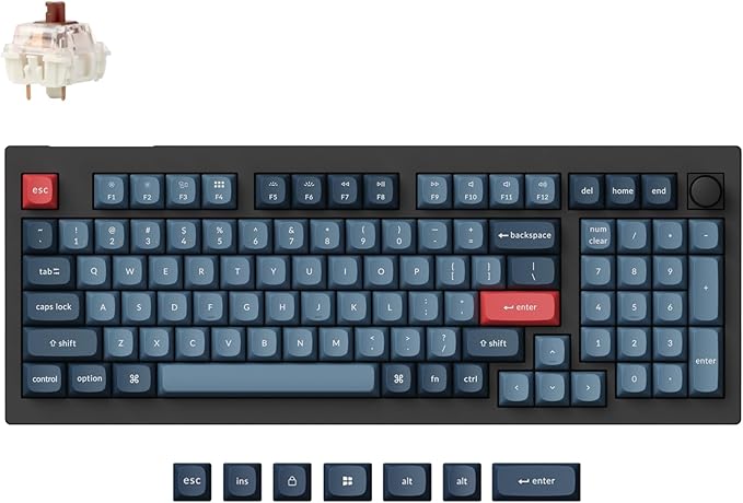 Keychron V5 Max Custom Wireless Mechanical Gaming Keyboard with Number Pad, 96% Layout QMK/VIA 2.4 GHz/Bluetooth 5.1/Wired, RGB Backlit Hot-Swappable Gateron Brown Switch for Mac Windows Linux