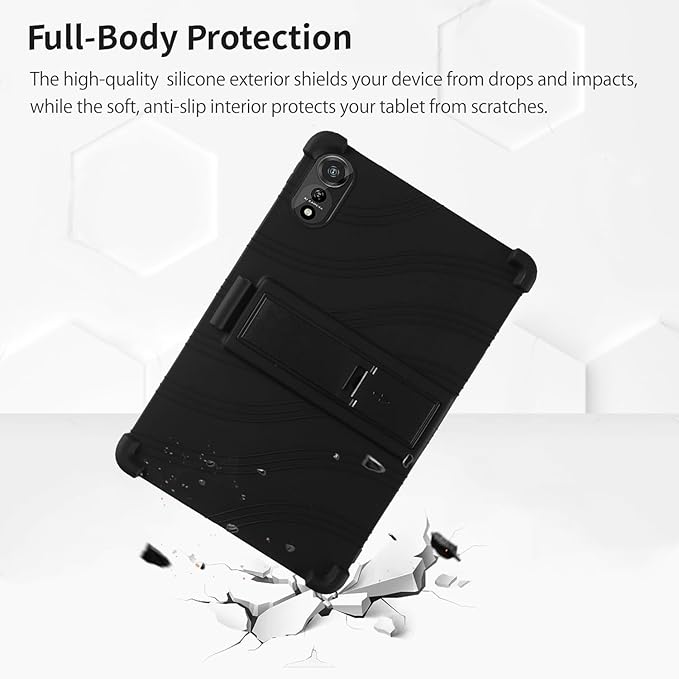for Nexall N90 Tablet Case 12Inch, Shockproof Four Corner Airbag Protection,Soft Silicone Edge Cover with Built-in Stand,Heavy Duty Protective Sleeve for Nexall N90,Black