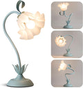 WERFOP Flower Table Lamp, LED Reading Light Vintage Bedside Table Lamp with 3 Color Modes for Nightstand, Kawaii Decoration for Home Bedroom Living Room (Blue)