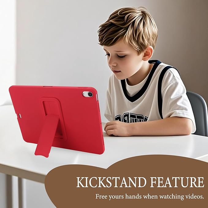 for iPad Air 11-inch M4/M3/M2 (2026/2025/2024) Case, Shockproof Protective Back Cover with Kickstand Slim Shell for Women Men, Red