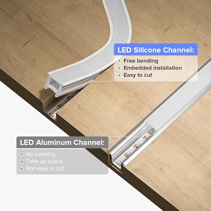 BTF-LIGHTING Silicone LED Channel System 32.8Ft Flexible Milky White Cover DIY Spotless Tube for ≤18mm Width LED Strip,Neon Rope Light Channel Diffuser, for Kitchen Cabinet, Room, Patio(No LED Strip)