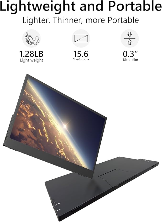 4K Portable Monitor, 15.6 Inch Screen Extender 3240×2160 UHD, 500 Nits 100% sRGB with 45° Adjustable Stand, HDMI & USB-C Computer Display for Travel Monitor Laptop & PC Mac Phone PS4 PS5 Switch