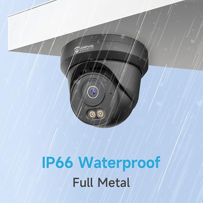 Anpviz 4MP PoE Camera Black, Full Metal Turret Security IP Camera Outdoor Wired, AI Human Motion Detection, Smart Color Night Vision, Built-in Mic, 2.8mm Lens@25FPS, NDAA, IPC-D3B43B-S (U Series)