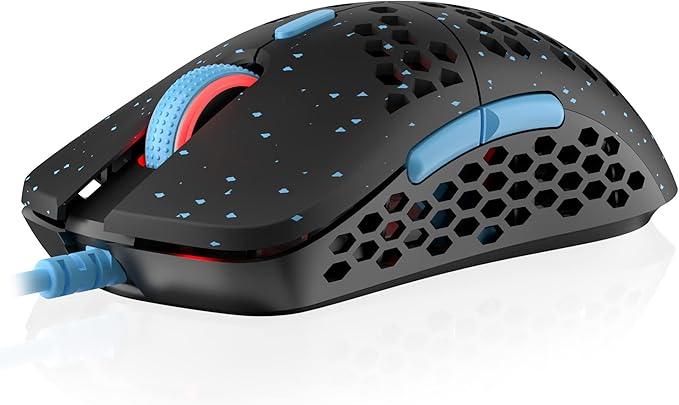 HK GAMING Mira M Ultra Lightweight Honeycomb Shell Wired RGB Gaming Mouse - Up to 12 000 cpi | 6 Buttons - 63g Only (Mira-M, Blue Phantom)