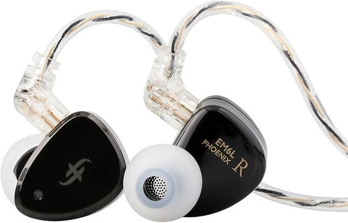 Linsoul SIMGOT EM6L 1DD + 4BA Hybrid Driver in-Ear Monitor, Gaming Earbud, HiFi IEM Earphone with 3D-Printed Resin Housing, Detachable OFC Silver-Plated Cable for Musician Audiophile