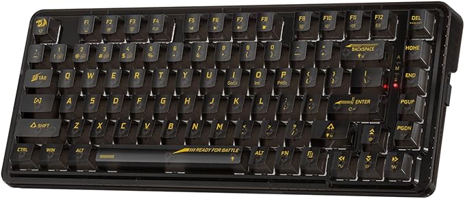 Redragon K649 PRO 78% Wireless Gasket RGB Gaming Keyboard, 3-Modes 82 Keys Full-Transparent Mechanical Keyboard w/Hot-Swap Socket, Noise Dampening Layer x 5, Translucent Custom Switch