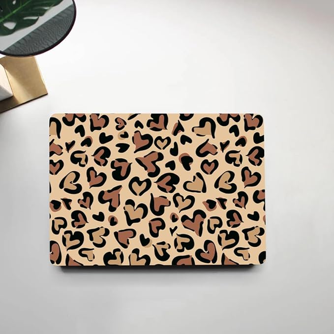 Shell Compatible with MacBook Pro 15 Inch Case 2019 2018 2017 2016 Release Model A1990 A1707 with Touch Bar Touch ID, Plastic Protective Laptop Hard Case & Keyboard Cover,Heart Leopard