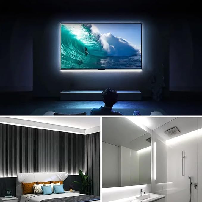 ZSLAIFU A 5V USB LED Light Strip, COB LED Strip Lights, White 5V LED Lights, Small LED Strip Light, TV Lights for TV Under Cabinet Kitchen Living Room Shelving or Displays (White, USB 3.3ft)