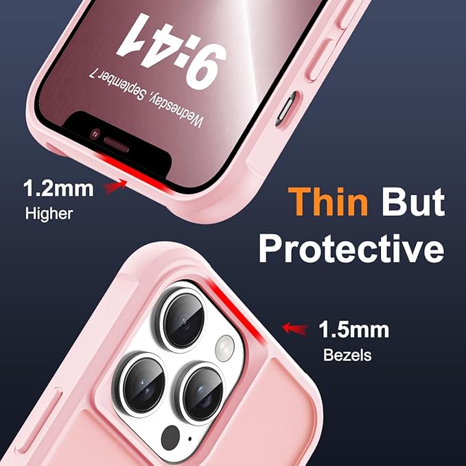 SKYLMW Compatible with iPhone 12 Pro Max Case & iPhone 13 Pro Max Case with Invisible Magnetic O-Ring Stand Translucent Phone Cases 6.7" [Compatible with Mag-Safe][Great Grip Feeling], Pink