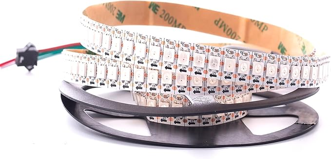 WS2812B LED Strip Individual Addressable Light 144Pixels/m SMD 5050 RGB WS2812B Pixel Strip DC5V (3.2FT 144LEDS Non-Waterproof, White PCB)