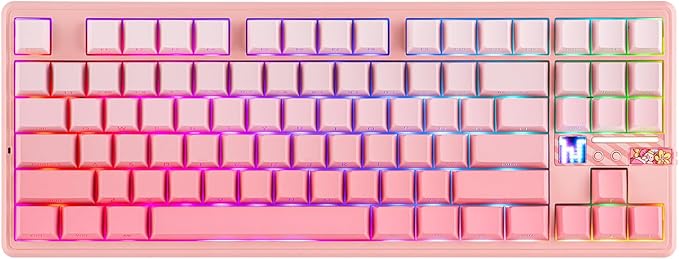 MechLands Aula F87 PRO V2 Wireless Gaming Keyboard with 10000mAh Battery, 8K Polling, SOCD/MT/TGL, BT/2.4GHz/Wired, Hot Swap TKL Mechanical Keyboard with Creamy Gasket, RGB Backlit (Pink Gradient)