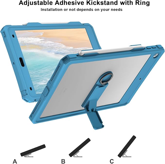 ShellBox Case iPad 10.2 9th /8th/7th Generation Waterproof Case, Full-Body Heavy Duty Shockproof Protective Cover Built-in Screen Protector with Shoulder Strap for iPad 10.2 2024-2019