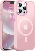Newfuture Magnetic for iPhone 15 Pro Case [Compatible with Magsafe] [Military Grade Drop Protection] Translucent Matte Anti-Fingerprint Shockproof Phone Case for iPhone 15 Pro 6.1 inch, Tender Pink