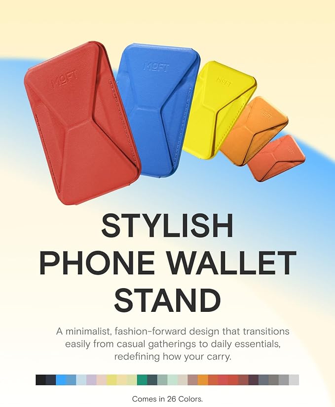 MOFT Magnetic Wallet Stand Compatible with iPhone 17/16/15/14/13/12 Series, Angle Adjustment & Magsafe Compatible MOVAS Phone Stand,Sunset