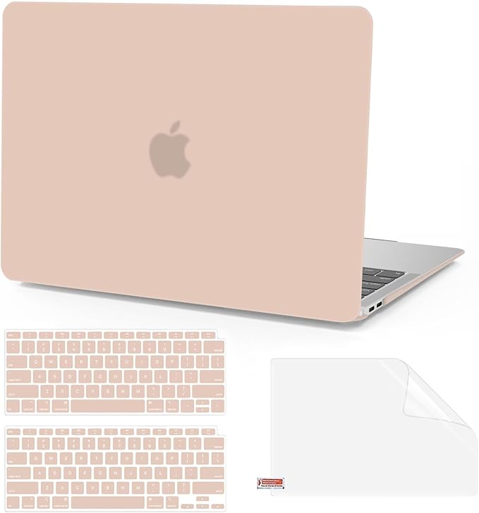 Anban Compatible with MacBook Air 13 inch Case M1 2021 2020 2019 2018 A2337 A2179 A1932 Touch ID, Matte Plastic Hard Shell + 2 Keyboard Cover + Screen Protector for MacBook Air 13.3 inch Case, Camel
