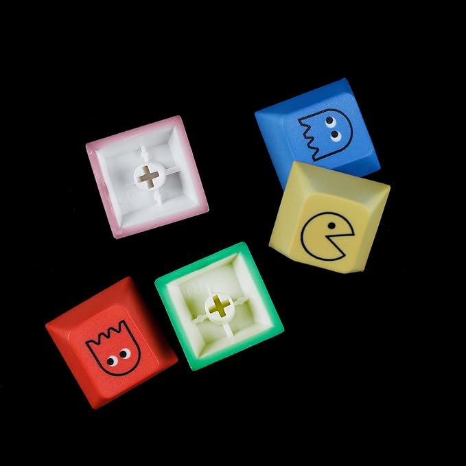 Cherry Proifile Pacman Five Dye PAC PBT Key caps Custom Sublimation keycaps for MX Mechanical Gaming Keyboard (Cherry Pacman 5 Keys)