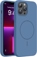 Miracase Magnetic for iPhone 13 Pro Max Case, [Soft Anti-Scratch Microfiber Lining], Magnetic for MagSafe, Liquid Silicone Shockproof Drop Protection Phone Case for 13 Pro Max, Glass Blue