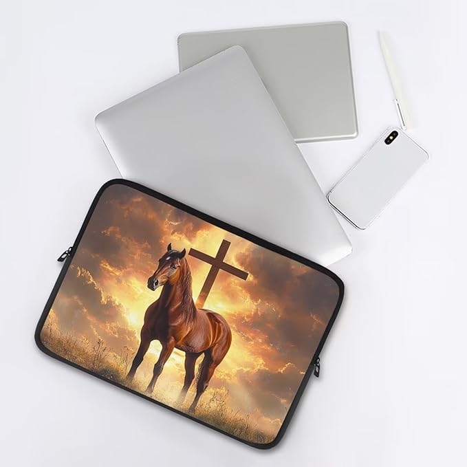 Cross Horse Laptop Sleeve for Women Men 10inch Laptop Accessories with Versatile Uses Lap Top Case Portable Computer Sleeve Laptop Pouch Brown
