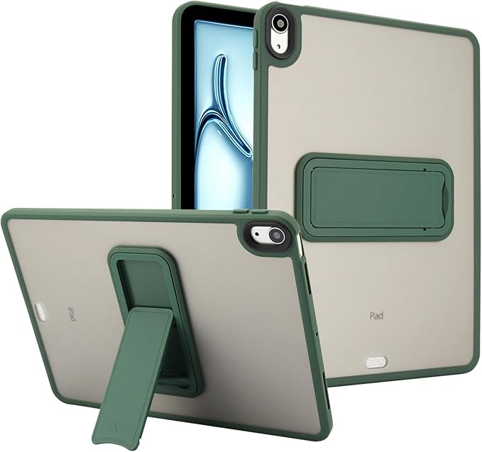Shockproof Case for iPad Air 11-inch M4/M3/M2 (2026/2025/2024) for Women Men, Kickstand Slim Fit Rugged Bumper Lightweight Anti-Scratch Bumper Case Cover for iPad Air 11", Green