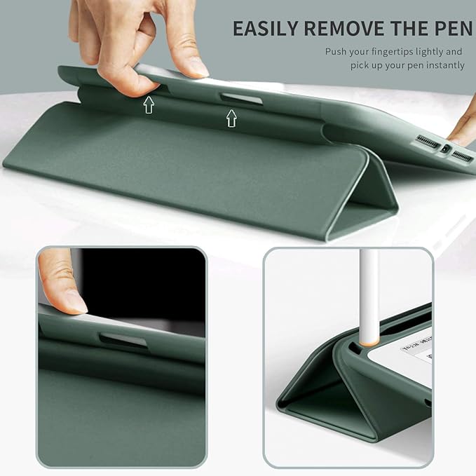 Aoub Case for iPad 9.7 inch 6th/5th Generation Case 2018/2017 with Pencil Holder, Thin Lightweight Smart Stand Cover, Auto Wake/Sleep, Model A1822/A1823/A1893/A1954, Dark Green