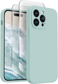 FireNova Designed for iPhone 14 Pro Case, Silicone Upgraded [Camera Protection] Phone Case, Soft Anti-Scratch Microfiber Lining Inside, 6.1 inch, Mint Green