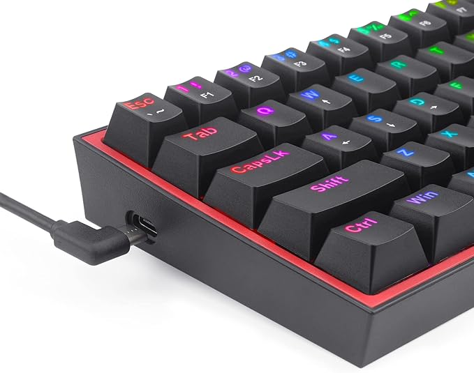 Redragon K617 Fizz 60% Wired RGB Gaming Keyboard, 61 Keys Hot-Swap Compact Mechanical Keyboard w/ 16.8M RGB Backlight, Red Inner Design, Programmable Linear Red Switch, Pro Software