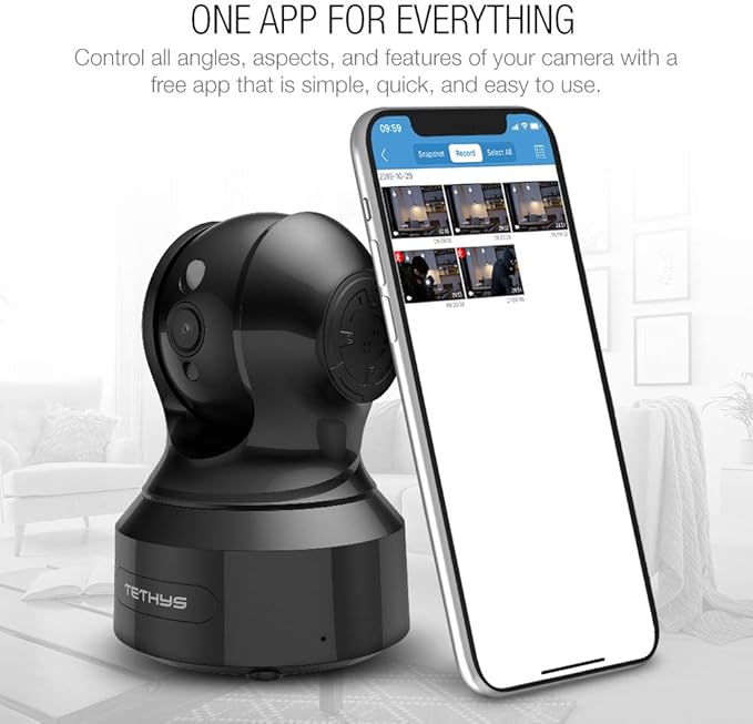 TETHYS Wireless Security Camera 1080P Indoor [Work with Alexa] Pan/Tilt WiFi Smart IP Camera Dome Surveillance System w/Night Vision,Motion Detection,2-Way Audio,Cloud for Home,Business, Baby Monitor