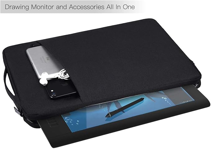 Drawing Tablet Sleeve Case Bag for XP-Pen Deco 01 V3, HUION Inspiroy H1060P/ H950P/ Kamvas 13/Inspiroy 2 Large, Wacom Intuos Pro Medium/Wacom One, Black