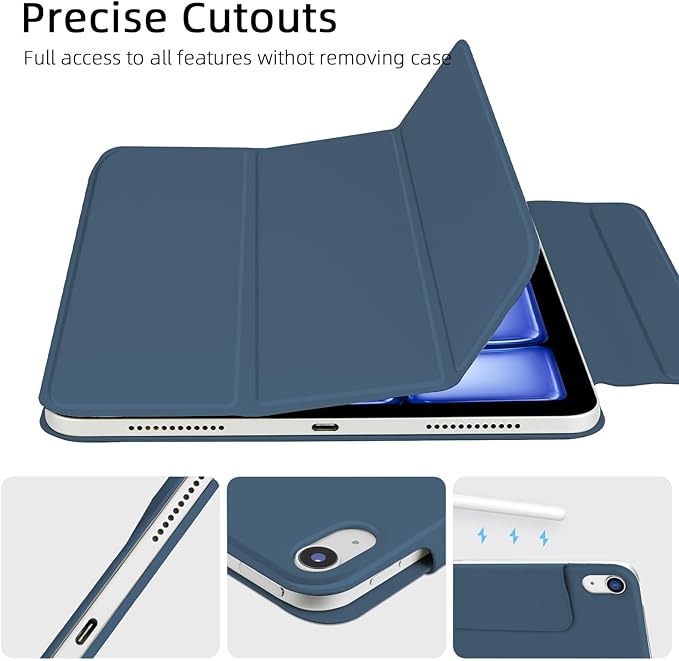 for iPad Air 13 inch M4/M3/M2 Case (2026/2025/2024,Model A3268/A3269/A3271), Auto Sleep/Wake and Magnetic Closure, Trifold Stand Case, PU Leather Cover, Support Apple Pencil Pro, Dark Blue