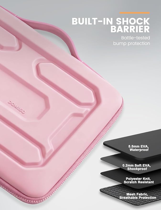 DOMISO 17 inch Laptop Sleeve with Handle Shockproof Waterproof EVA Protective Case for 17.3" ZBook Fury 17.3 G8/MSI GS73VR Stealth Pro/HP Envy 17/LG Gram 17"/ROG Strix GL702VS, Pink