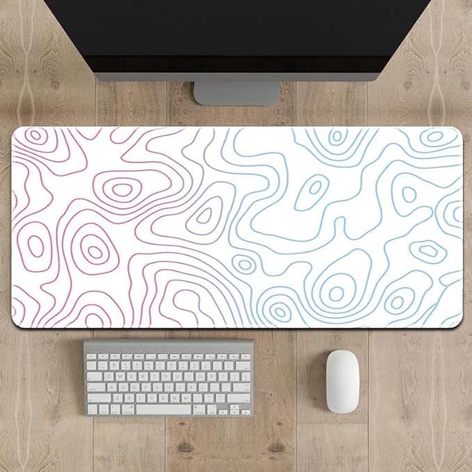 Rcege Large Mouse Pad for Desk - Gaming Mouse Pad with Stitched Edges, Anti-Slip Base for Keyboard and Mouse(Dazzle White,23.6x11.8 inch)