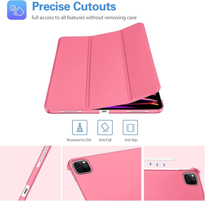 ProCase Smart Case for iPad Pro 12.9 2022/2021/2020/2018, Slim Stand Hard Back Shell Smart Cover for iPad Pro 12.9" 6th Gen/5th Gen/4th Gen/3rd Gen -Melonpink
