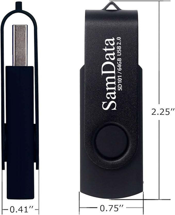SamData 64GB USB Flash Drives 2 Pack 64GB Thumb Drives Memory Stick Jump Drive with LED Light for Storage and Backup (2 Pack Black)