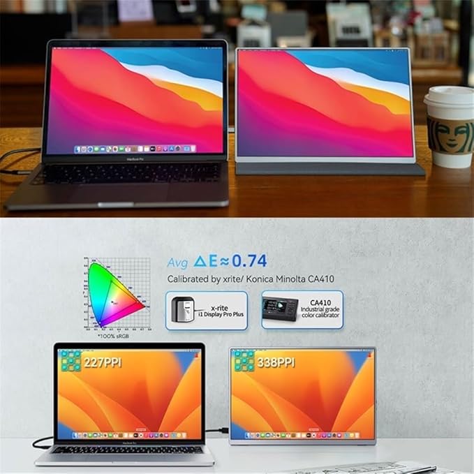 Flicker Free 13.4-inch 60Hz 500nits 4K Portable Display for Laptops Mobile Phones Game Consoles Extended Screen with Speakers