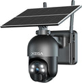 Xega 4G LTE Cellular Security Camera Outdoor Solar Camera Wireless Built-in SIM Card, 2K HD Color Night Vision PTZ 360° View, Smart PIR Motion Detection, 2-Way Talk, No WiFi, IP66