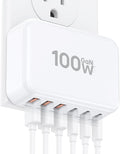 Fast Charger Block, GaN 6 Port USB C Charging Station Hub Cube, 100W Multiport Type C Wall Charger Power Strip Plug with PD 3.0+QC for iPhone13 14 15 16 17 Pro Max XR XS 8 7, Samsung, iPad, Table