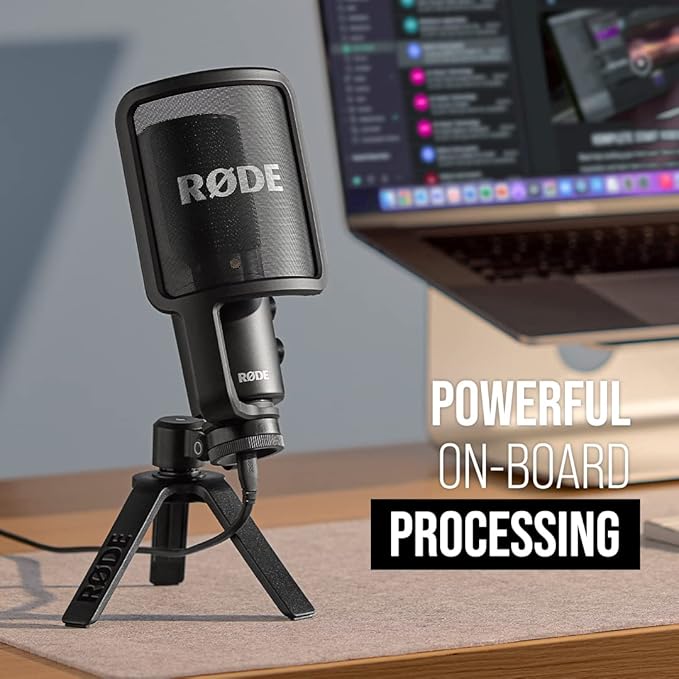 RØDE NT-USB+ Professional-Grade USB Condenser Microphone For Recording Studio Quality Audio Directly To A Computer Or Mobile Device, Black