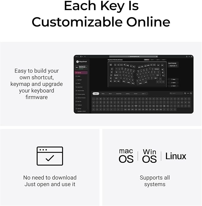 Keychron V10 Ultra 8K Wireless Mechanical Keyboard, 75% Alice Ergonomic Layout, 8000Hz 2.4GHz/Bluetooth 5.3/USB-C Wired, Hot-Swappable ZMK Custom Keyboard with Knob, RGB PBT Keycaps