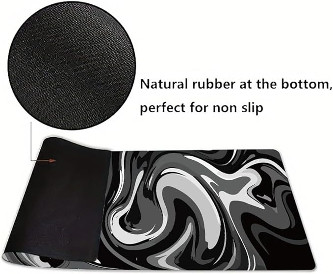 Rcege Large Mouse Pad for Desk - Gaming Mouse Pad with Stitched Edges, Anti-Slip Base for Keyboard and Mouse(Black & White Abstraction, 23.6L x 11.8W inches)